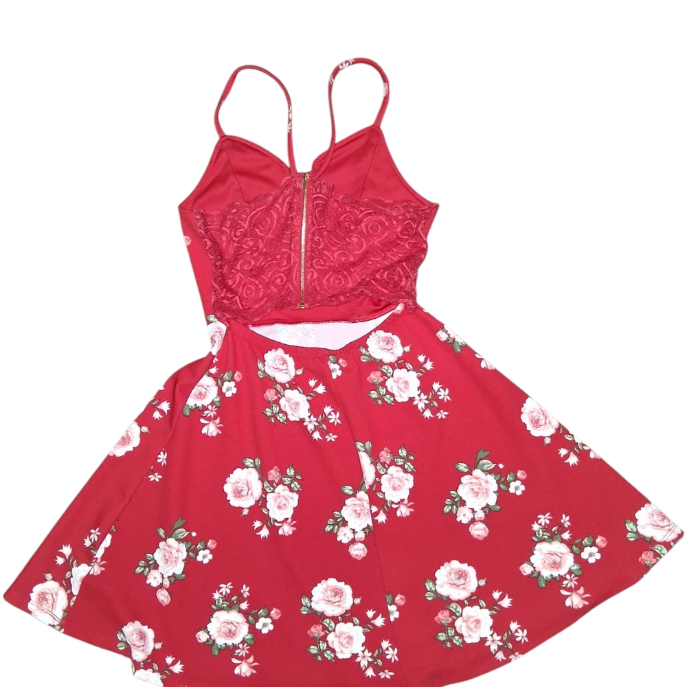 No Boundaries Red Floral Backless Dress - Picture 4 of 6